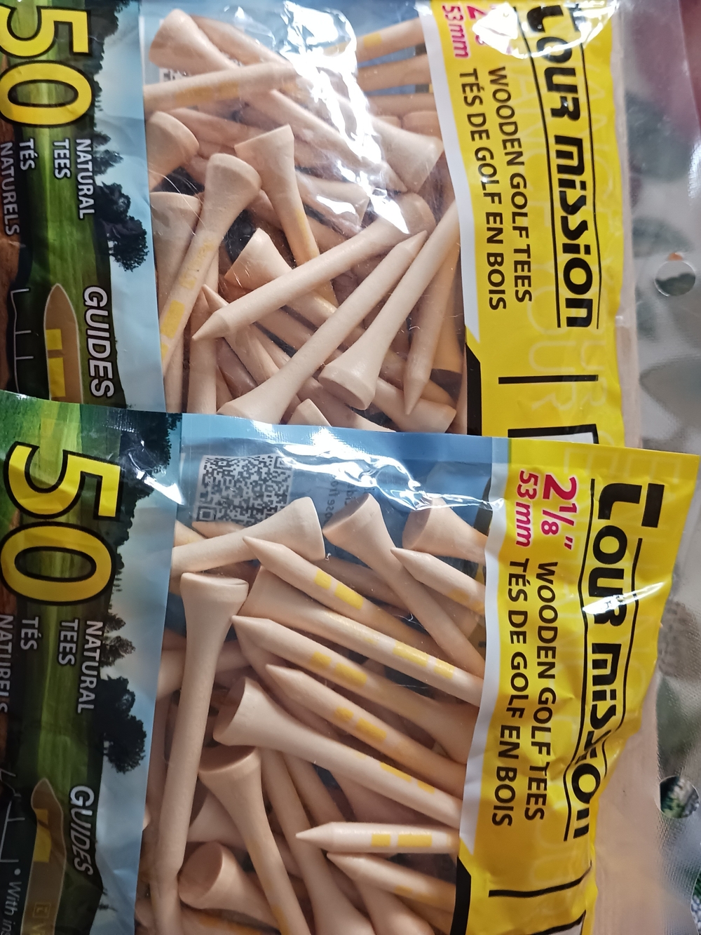 Tour Mission Wooden Golf Tees - Natural Beige (100 In Total)